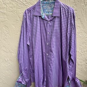Bugatchi Lavender Checkered Men's Shirt Elegant SALE